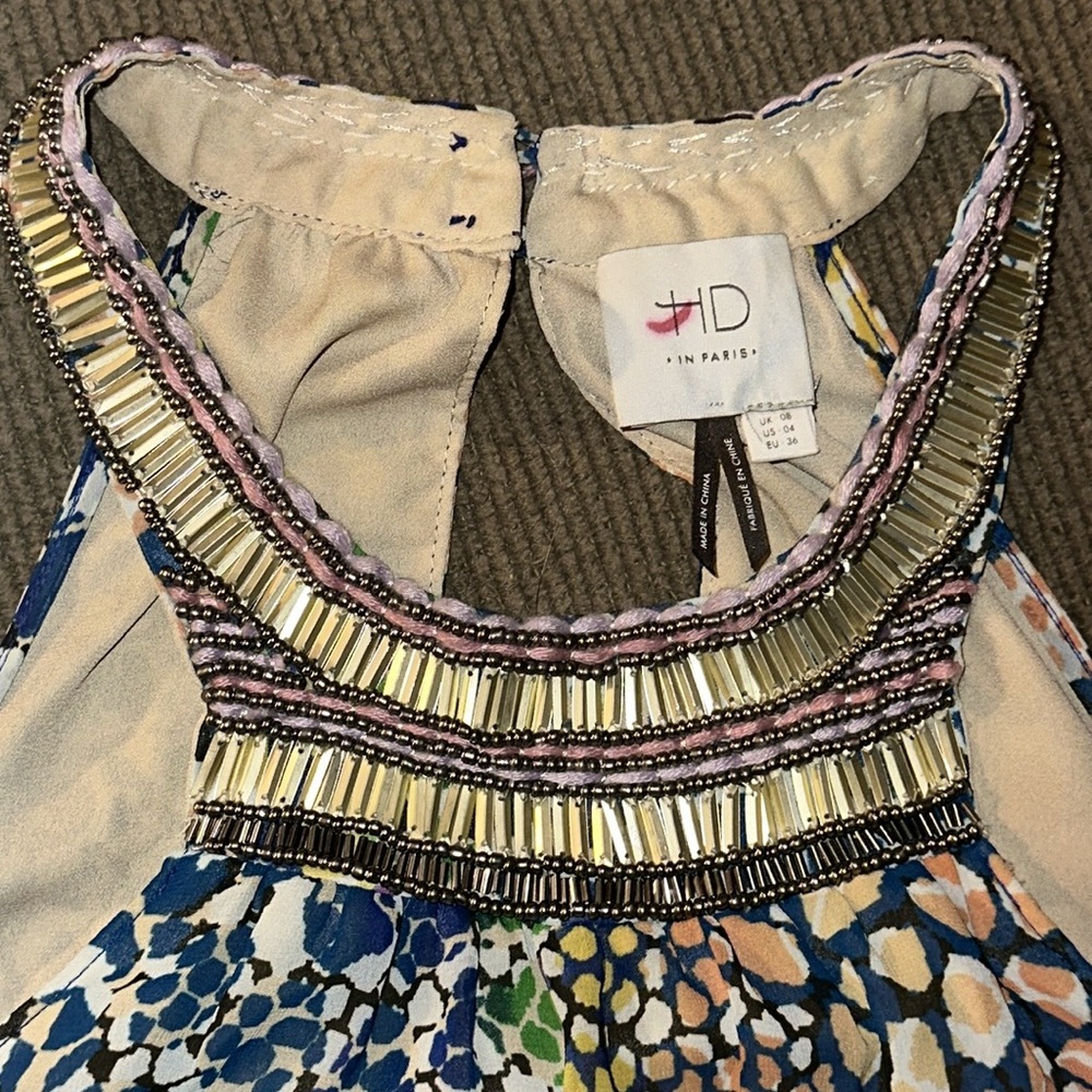 HD in Paris by Anthropologie Myacamas beaded halter maxi dress Blue & gold multi - Picture 9 of 10